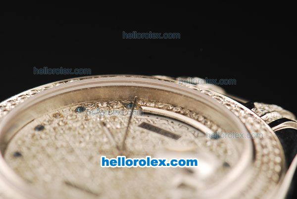 Rolex Day-Date Rolex 3135 Automatic Movement Diamond Dial with Diamond Bezel and Diamond Strap - Click Image to Close